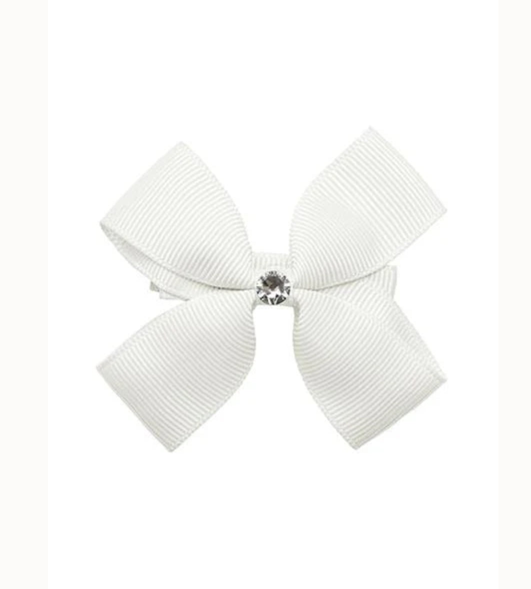 Prinsessefin – Klassisk sløyfeklemme med diamant – Hvit – Jente – One size