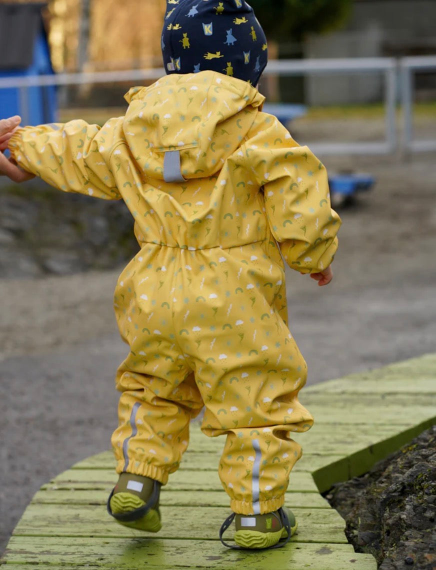 Kattnakken – Babyregndress med vattering – Bananskum – Unisex – 0-2 år