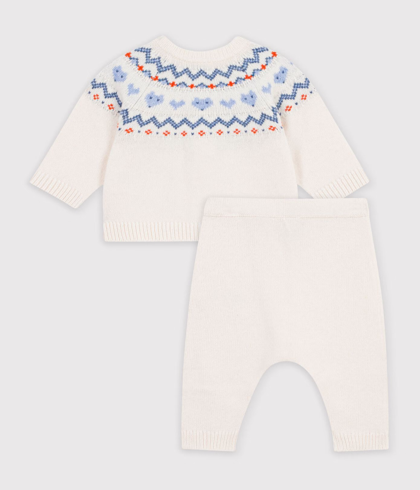Petit Bateau - 2-delt sett - Offwhite - gutt - 0-6 mnd
