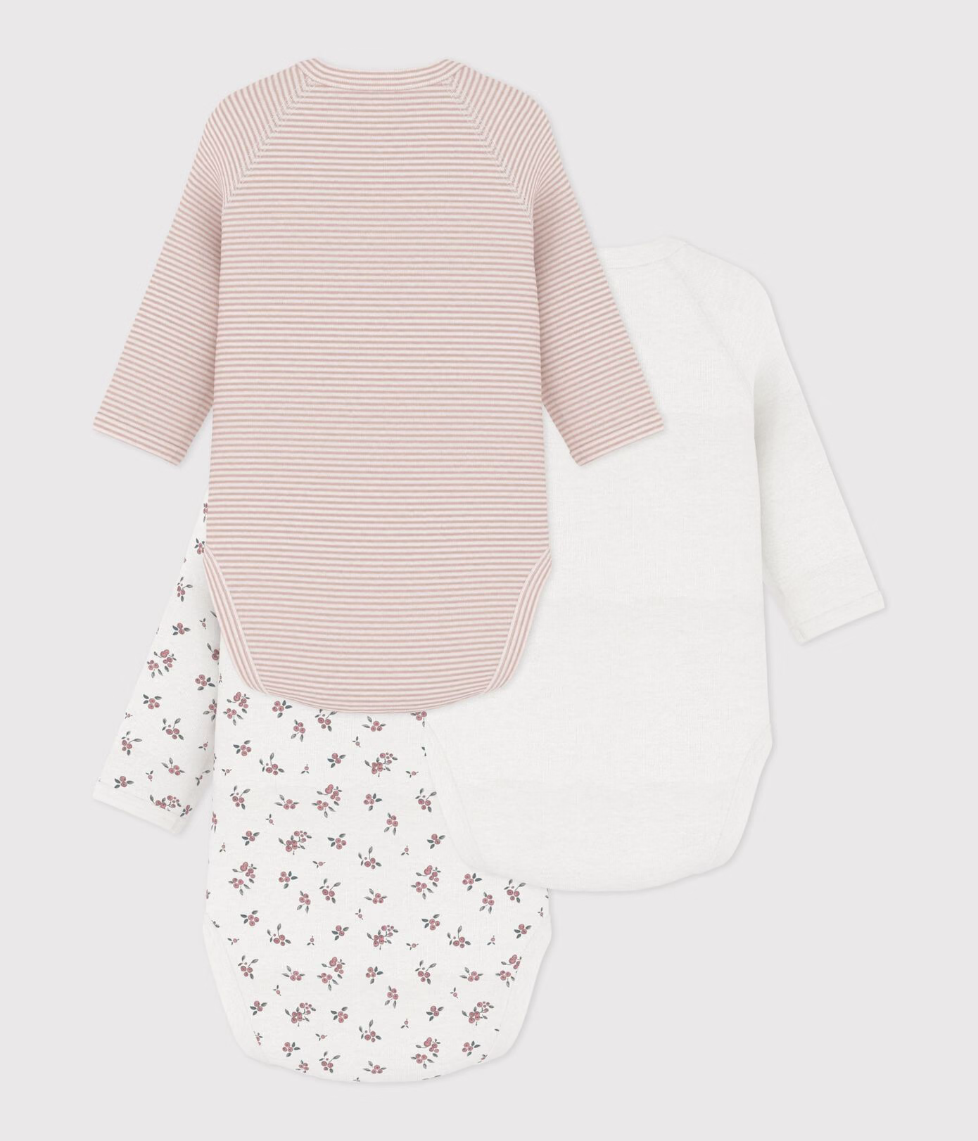 Petit Bateau - 3 pk body - jente - 1-12 mnd