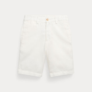 Polo Ralph Lauren – Hvit Linshorts med brodert logo – Hvit – Gutt – 12–20 år