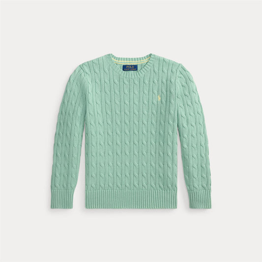 Polo Ralph Lauren – Flettegenser med brodert hest – Grønn – Gutt – 8-20 år