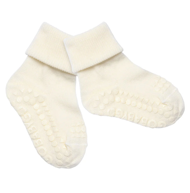 GOBABYGO – Sokker i merinoull med antiskli – Offwhite – Unisex – 0-3 år