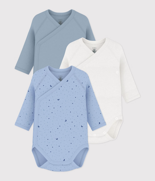 Petit Bateau - 3 pk body - gutt - 1-12 mnd
