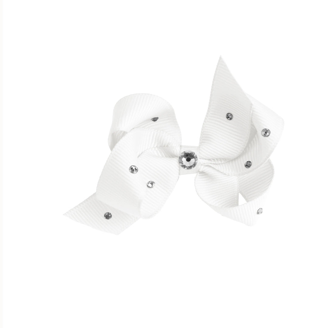 Prinsessefin – Asymmetrisk sløyfeklemme med strass – Hvit – Jente – One size