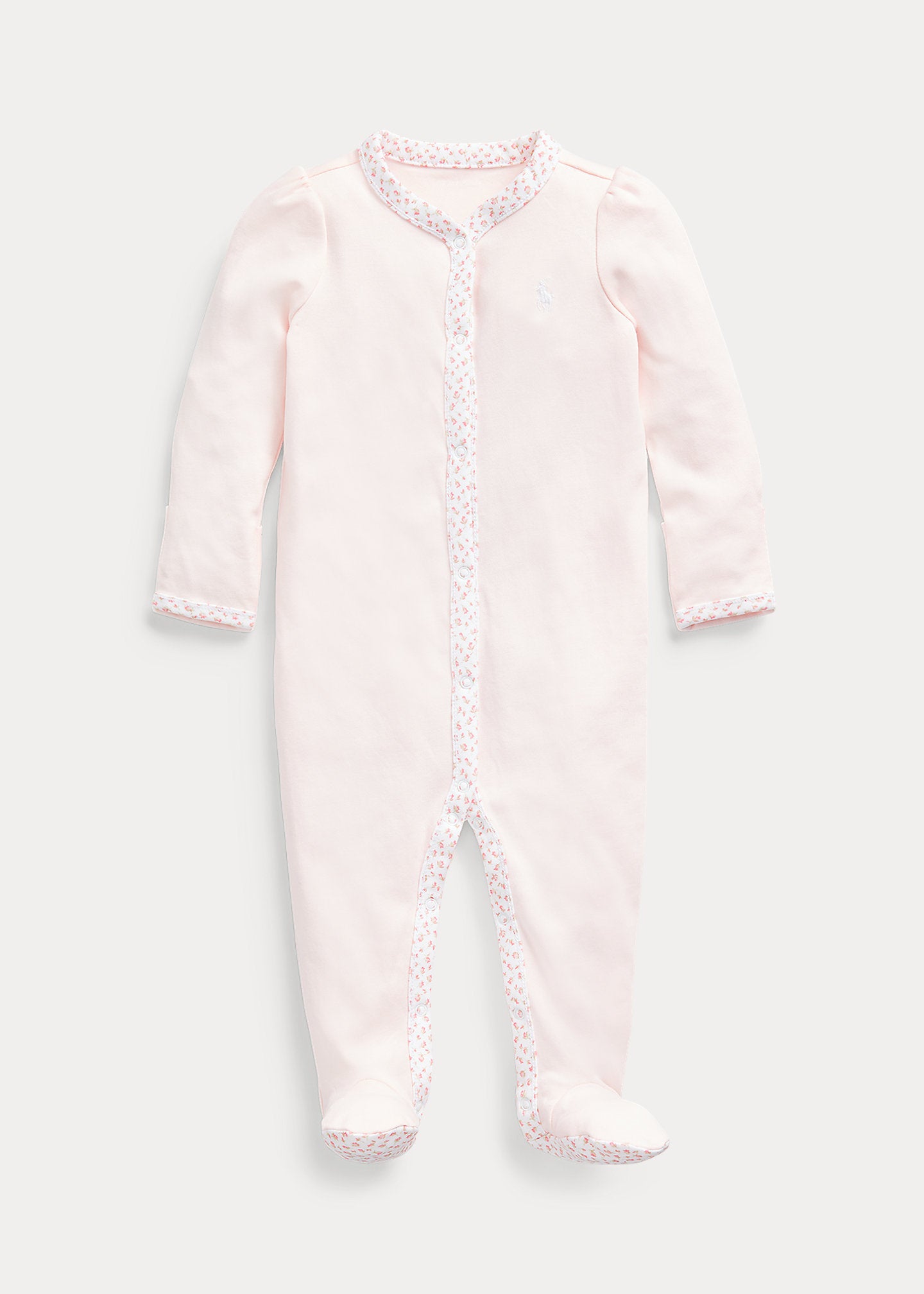 Polo Ralph Lauren – One Piece Coverall med blomstrete kant – Rosa – Jente – 0-1 år