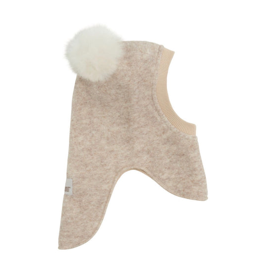 Huttelihut – Balaclava i ull med alpakkadusker – Beige – Unisex – 0-6 år