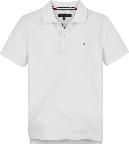 Tommy Hilfiger – Piquet T-skjorte med brodert logo – Hvit – Gutt – 10-16 år