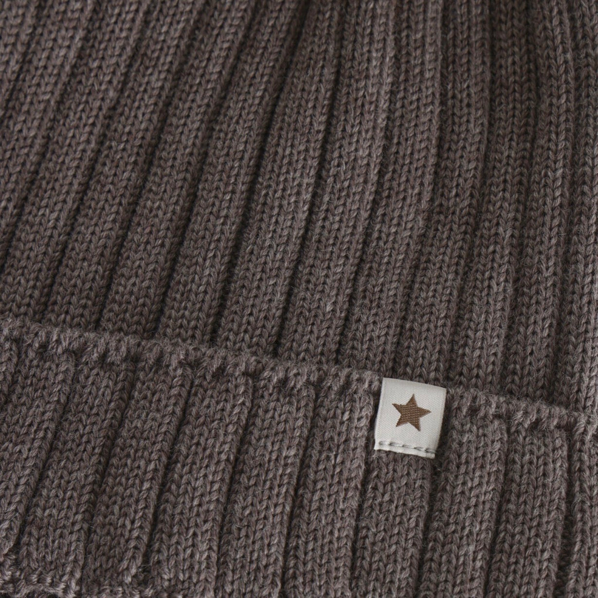 Huttelihut - Hat Knit Alpaca Pom Pom - Brun - Unisex - 6-10 år