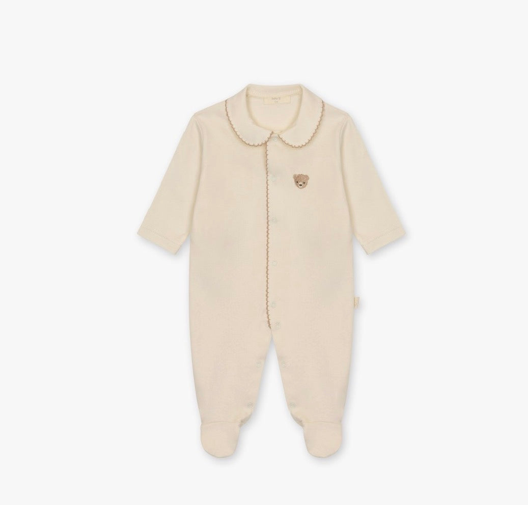 Baby Gi - Velour heldrakt - Off white - Unisex - 1-6 mnd