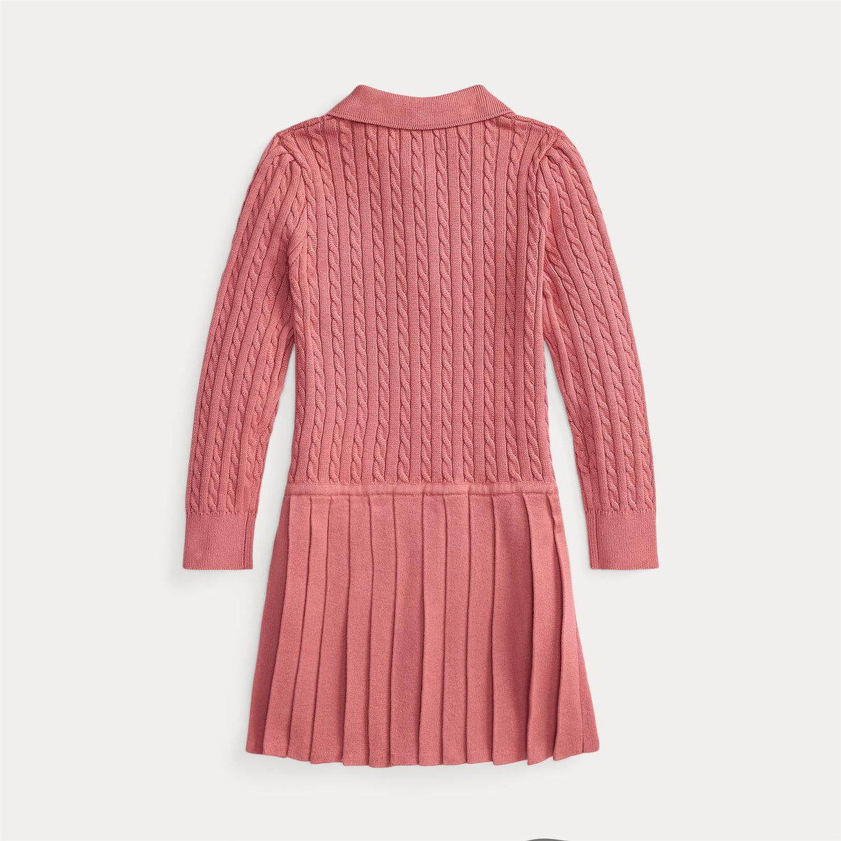 Polo Ralph Lauren – Flettestrikket Piquet-kjole – Rosa – Jente – 2-6 år