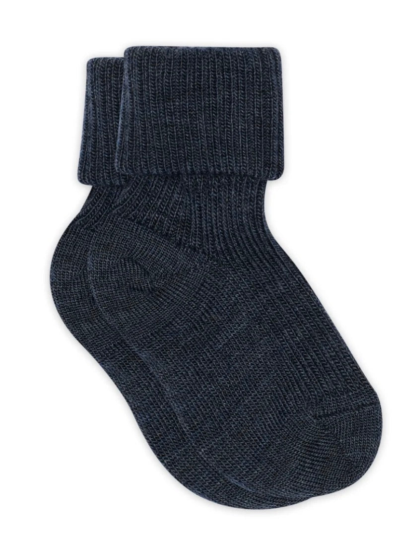 MP - Wool rib baby socks - Dark Denim Melange - Gutt