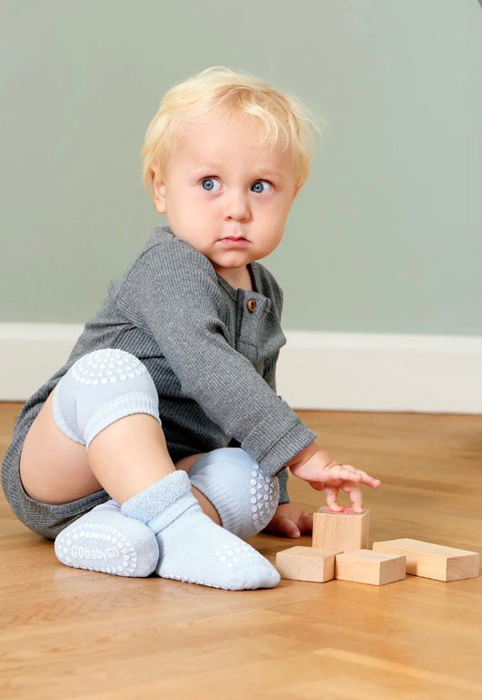GOBABYGO – Terry bomullssokker med antiskli – Lyseblå – Gutt – 0-2 år