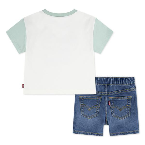 Levi's – 2-delt sett med shorts og t-skjorte – Hvit – Gutt – 0-2 år