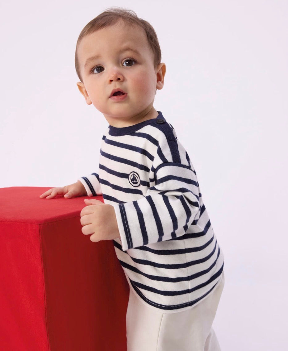 Petit Bateau – Genser med striper – Blå/hvit – Gutt – 1-3 år