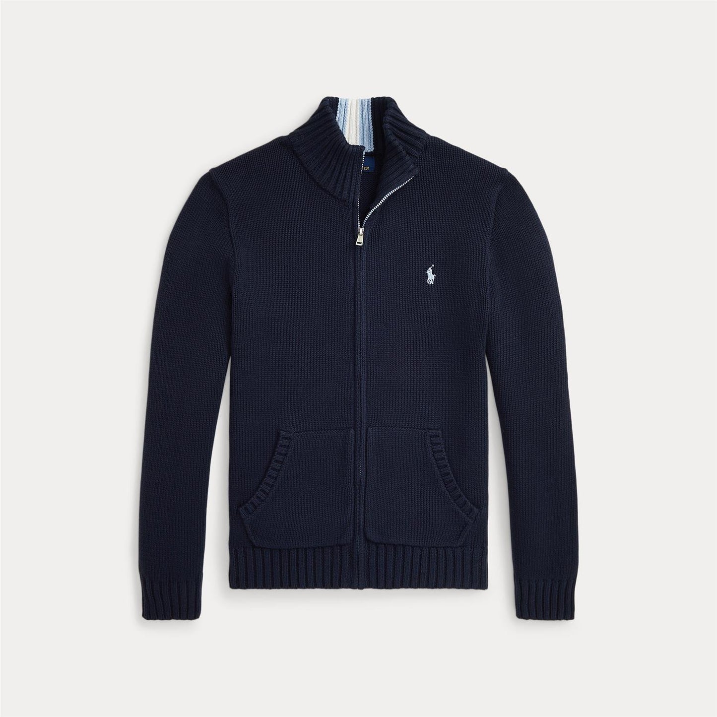 Ralph Lauren  - FullZip -  Glatt strikk - Blå  - 8-14 år