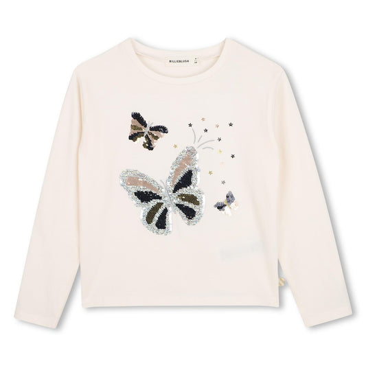 Billieblush – Tynn genser med glitterprint – Hvit – Jente – 4-10 år