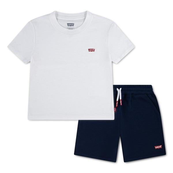 Levi's – 2-delt sett med shorts og T-skjorte – Hvit/Blå – Gutt – 4-12 år