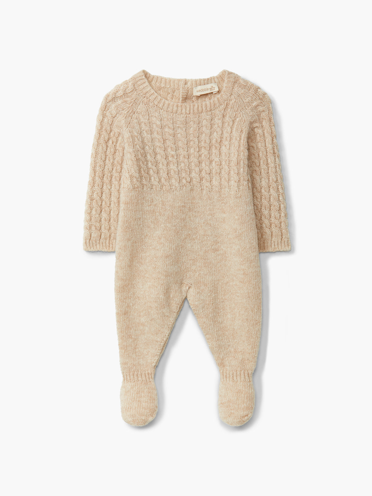 Wedoble – Ullheldrakt med flettemønster – Beige – Unisex – 0-1 år