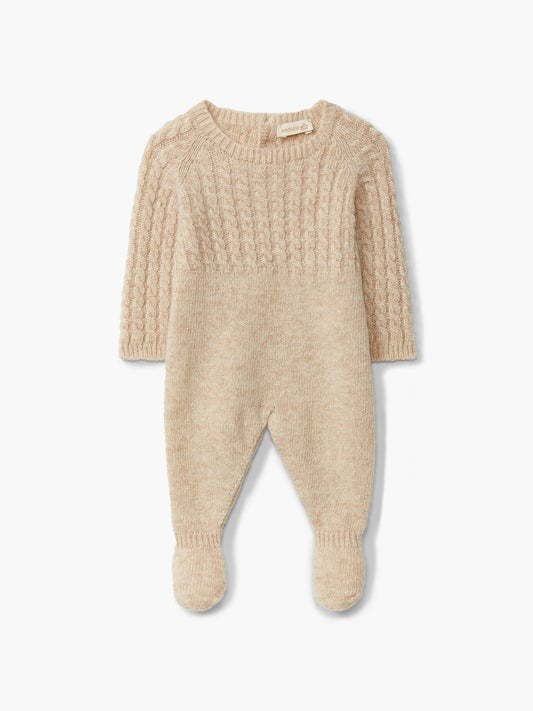 Wedoble – Ullheldrakt med flettemønster – Beige – Unisex – 0-1 år