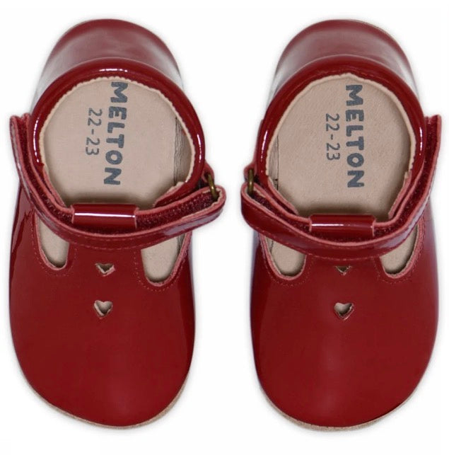 Melton - Leather slippers - Mary Jane - Jente - Røde - str 16-25