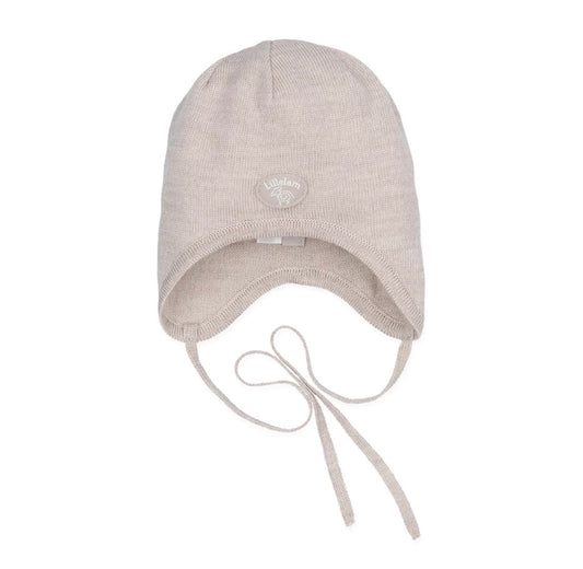 Lillelam – Babylue med knyting i merinoull – Lys Beige – Unisex – 0-2 år
