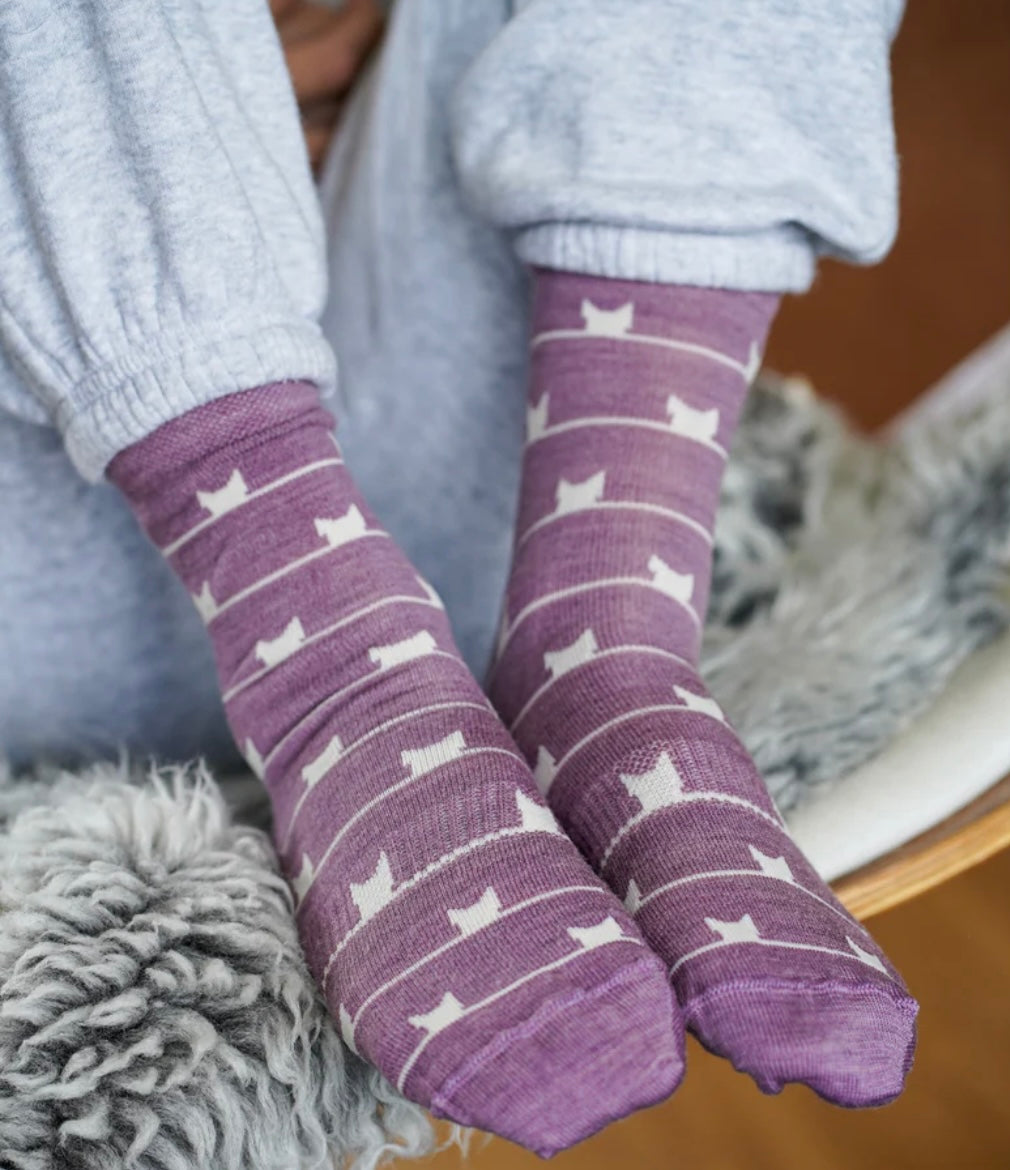 Kattnakken - Ullsokk - 3-pk - Lilla - str 20-35