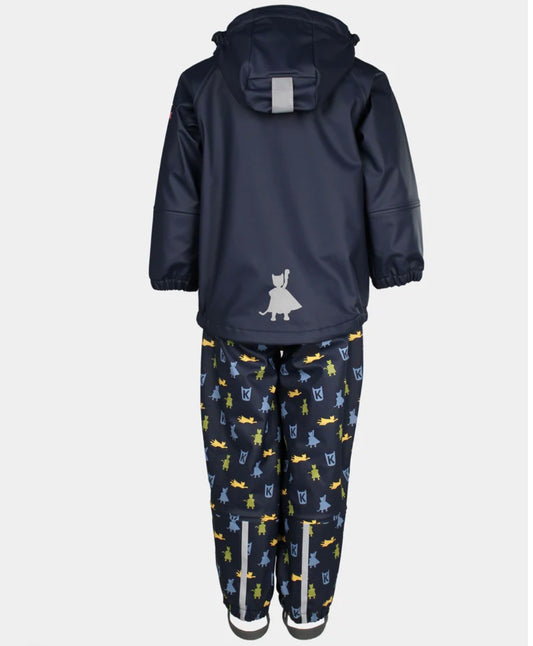 Kattnakken – Plask Regnsett med børstet innside – Marine – Gutt – 1-8 år