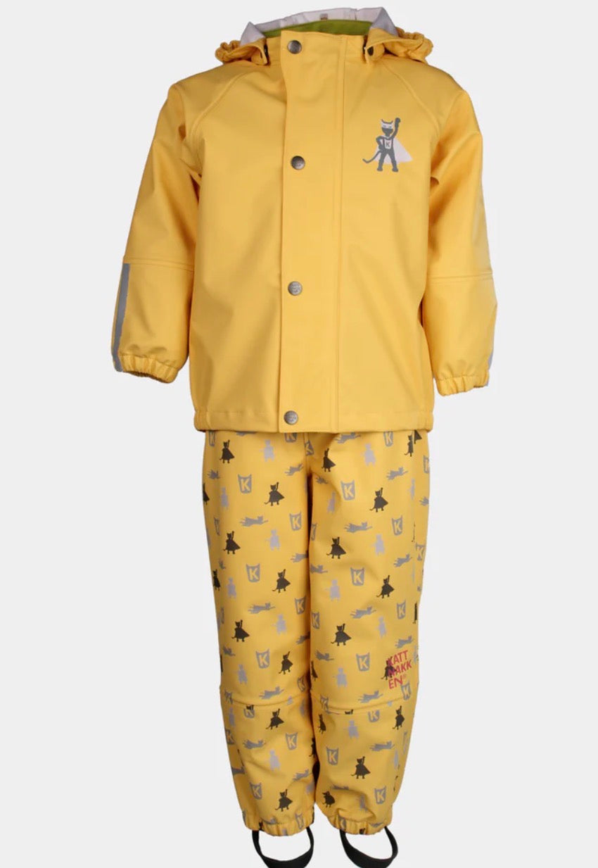 Kattnakken - Plask Regnsett Superkatten - Bananskum - Unisex 1-8 år