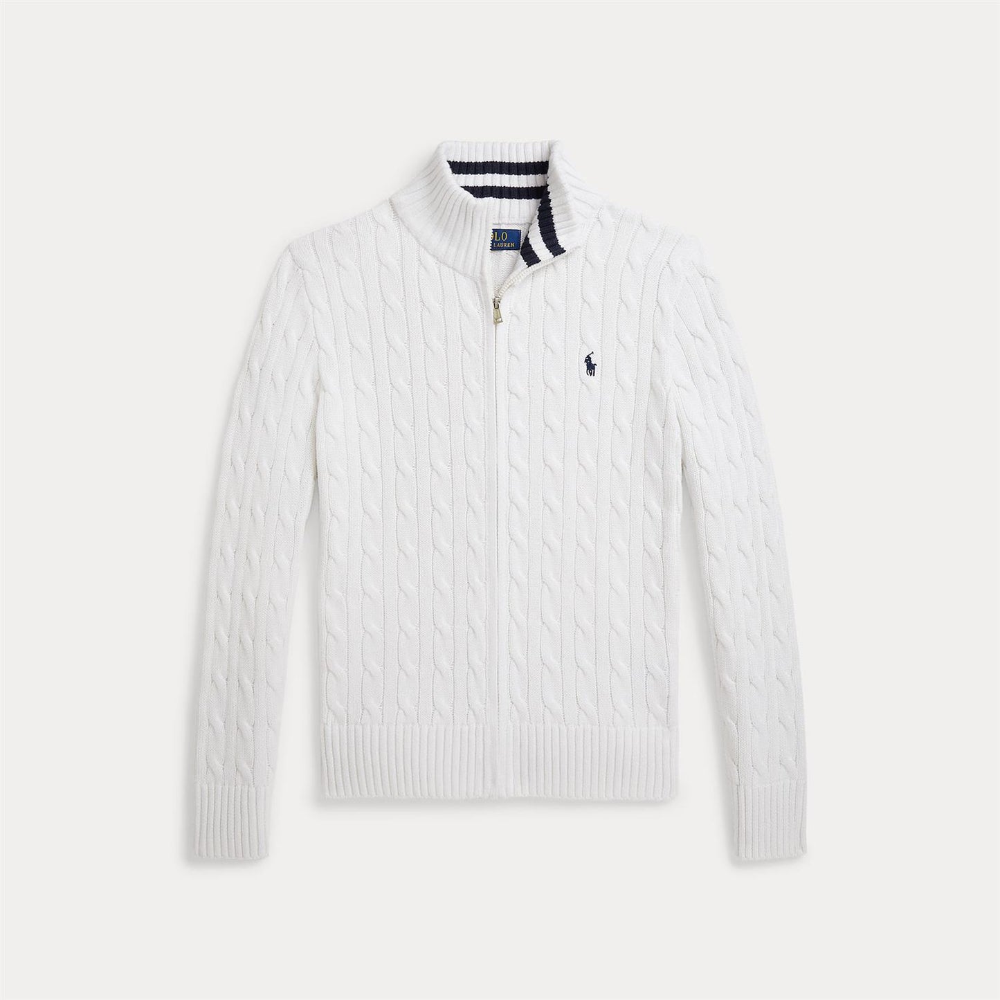 Ralph Lauren  - FullZip -  Flettet Genser - Offwhite - 10-18 år