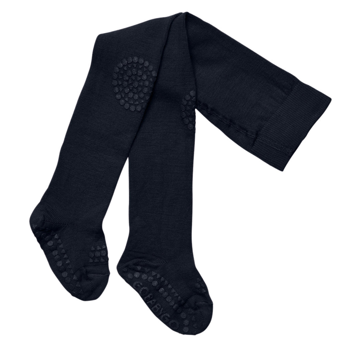 GOBABYGO – Krabbetights i økologisk bomull med antiskli – Mørkeblå – Unisex – 0-2 år