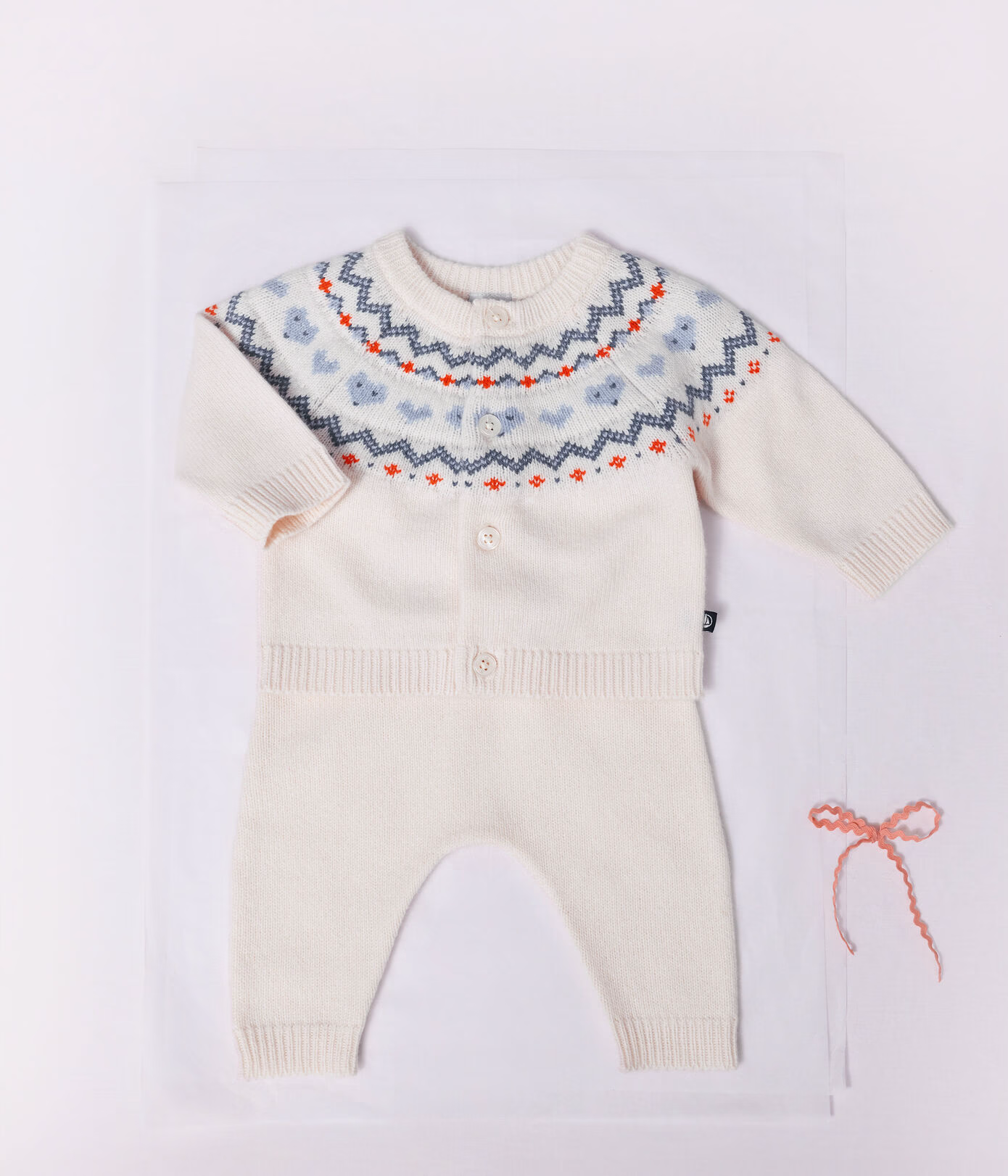 Petit Bateau - 2-delt sett - Offwhite - gutt - 0-6 mnd