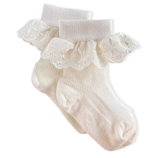 Lillelam - Wool socks lace - Off White - Jente - 20/22
