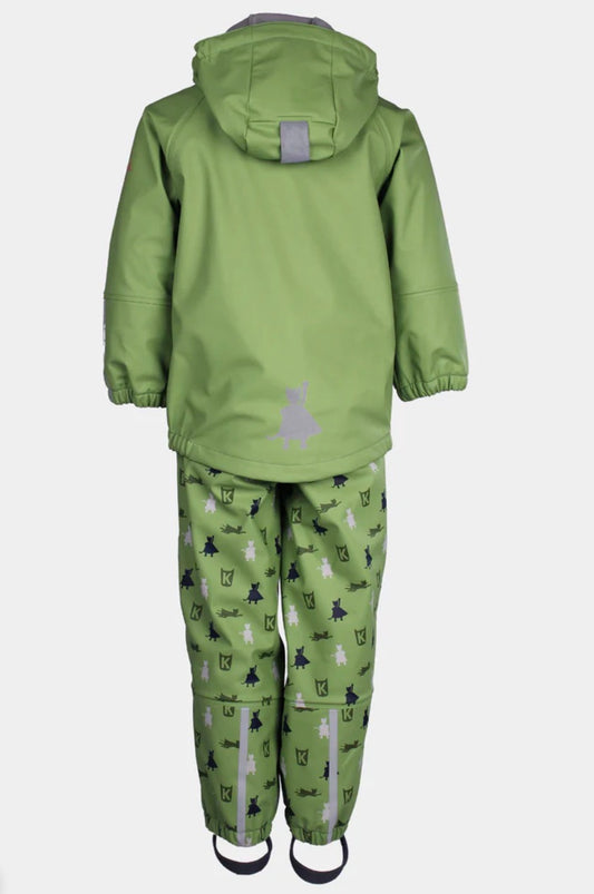 Kattnakken – Plask Regnsett med børstet innside – Supergrønn – Unisex – 1-8 år