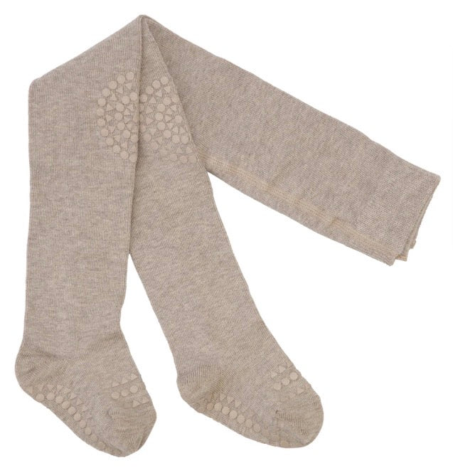 GOBABYGO – Krabbetights i økologisk bomull med antiskli – Beige – Unisex – 0-2 år