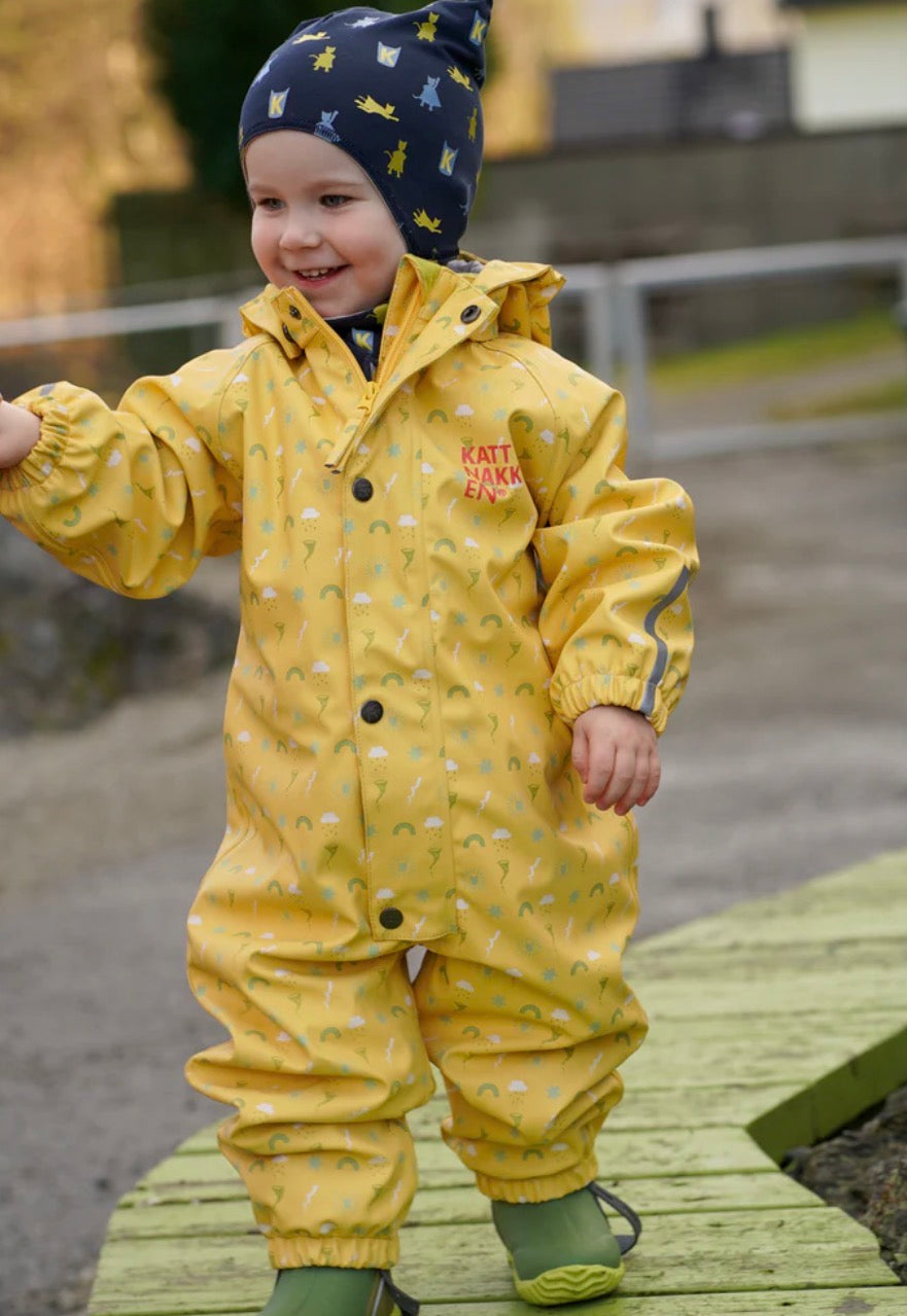 Kattnakken – Babyregndress med vattering – Bananskum – Unisex – 0-2 år