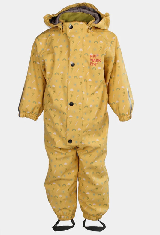 Kattnakken – Babyregndress med vattering – Bananskum – Unisex – 0-2 år