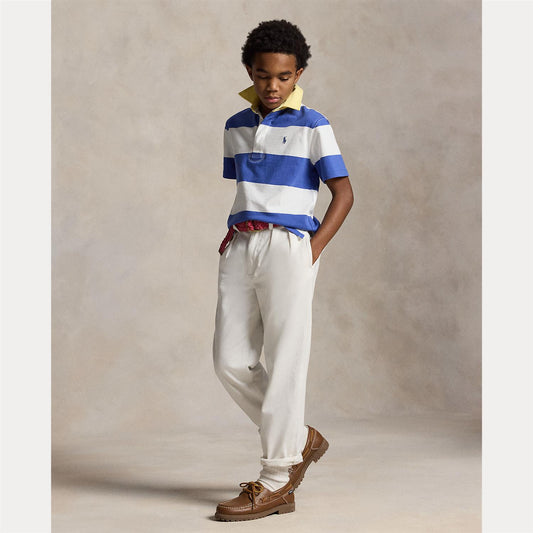 Polo Ralph Lauren – Piquet T-skjorte med stripet mønster – Blå/Hvit – Gutt – 8-16 år