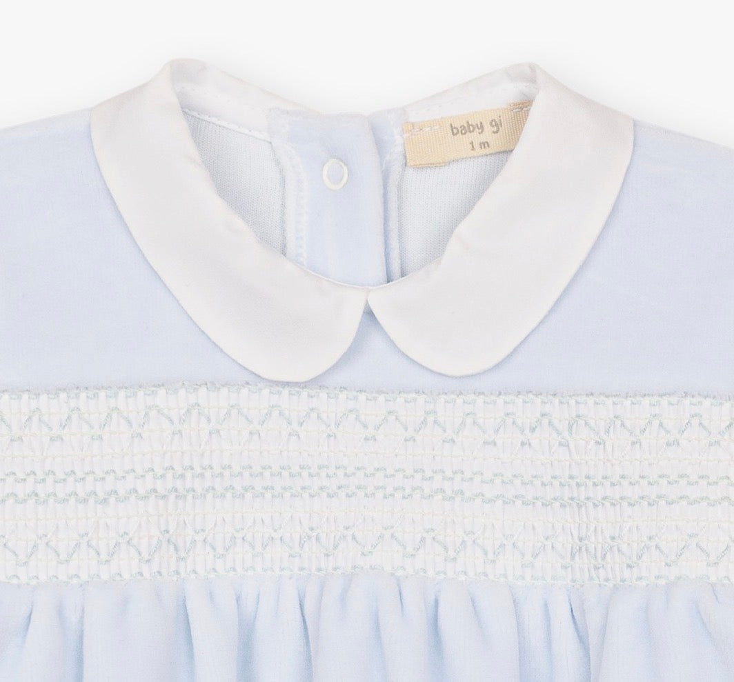 Baby Gi - Velour heldrakt - Lysblå - Gutt - 1-6 mnd