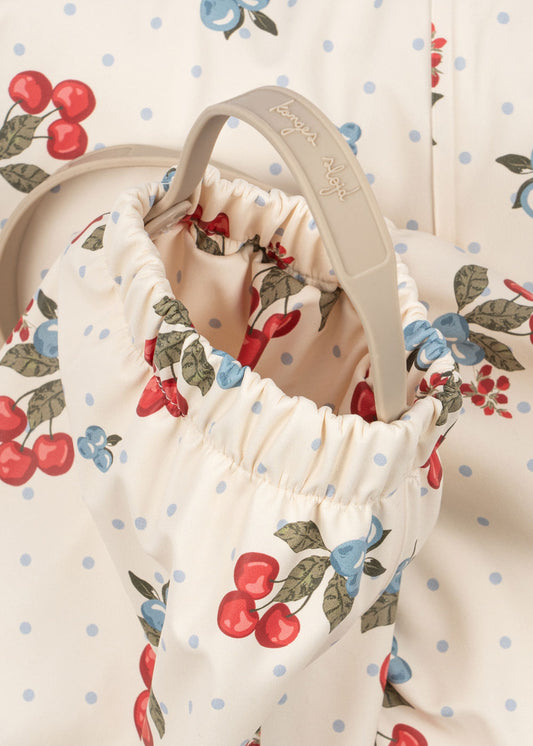 Konges Sløjd – Regnsett med bærprint – Hvit – Jente – 2-8 år