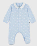 Petit Bateau – Heldrakt med hvalprint og krage – Blå – Gutt – 0-6 mnd – 0 år
