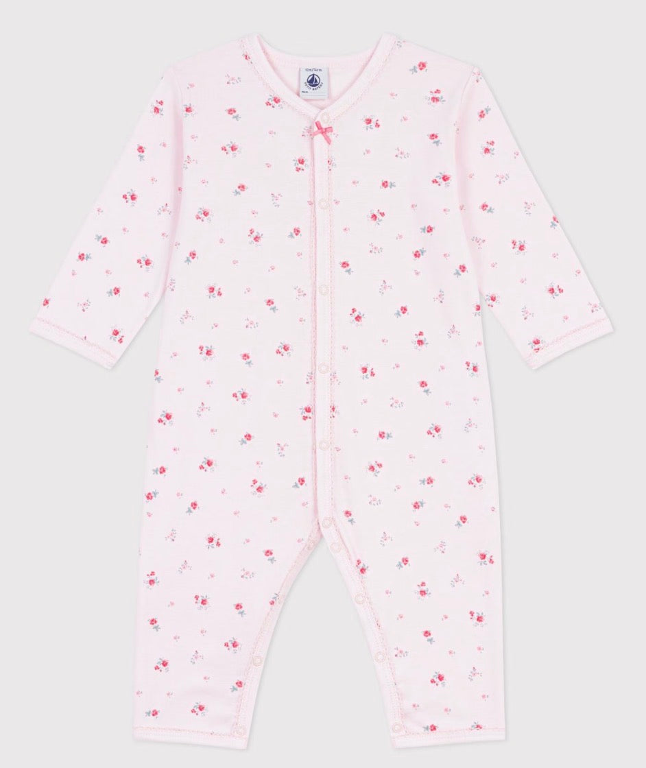 Petit Bateau – Pyjamas med blomster – Rosa – Jente – 0-3 år