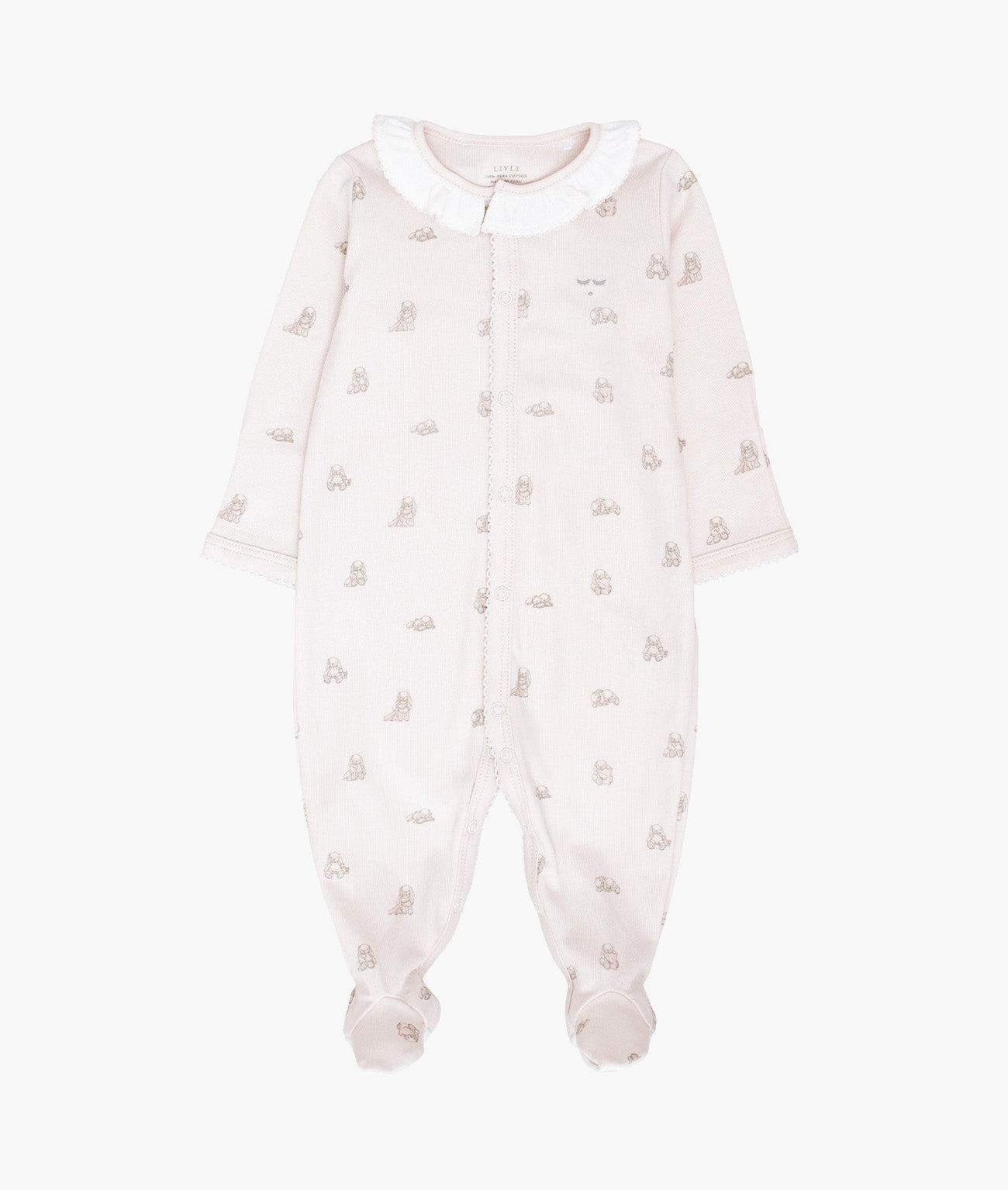 Livly - Marley Ruffled Footie - Rose - Jente - 0-6 mnd