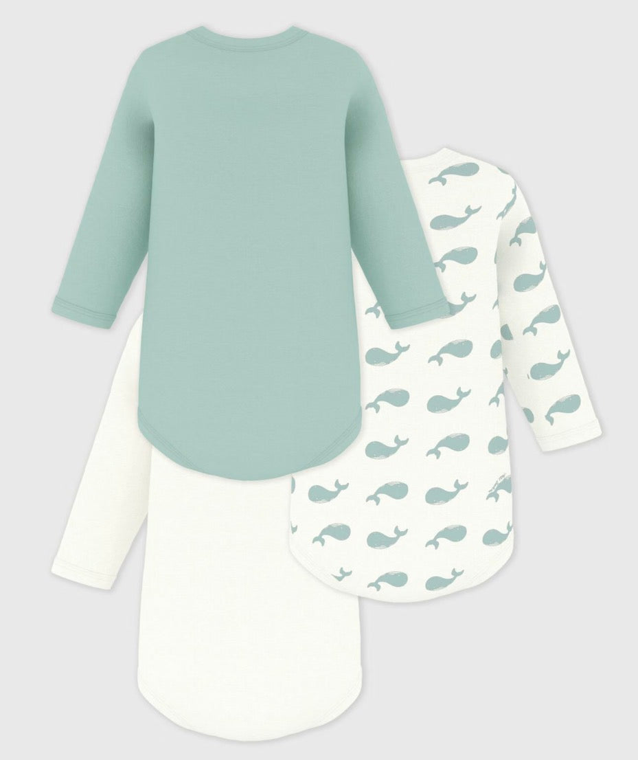 Petit Bateau – 3 pk body med kort erm – Hvit – Gutt – 1-3 år