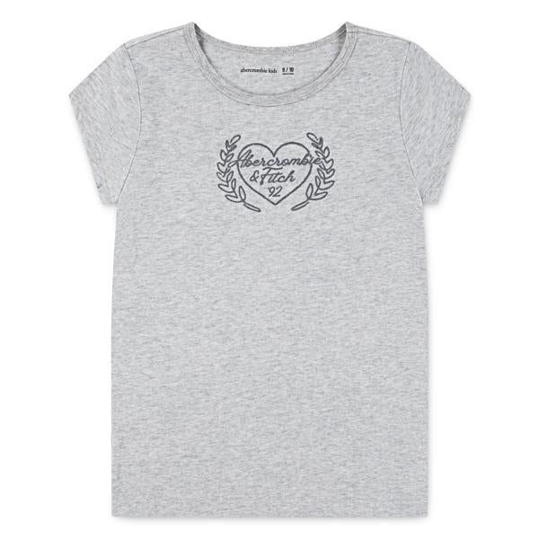Abercrombie T-skjorte grå jente hjerteprint