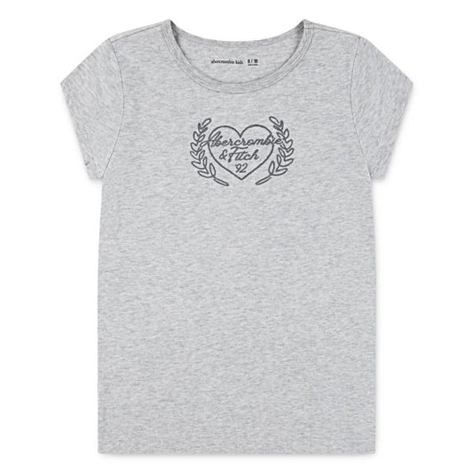 Abercrombie T-skjorte grå jente hjerteprint