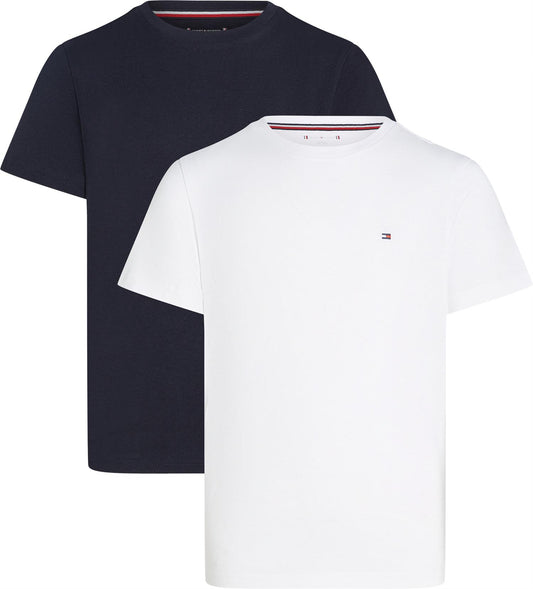 Tommy Hilfiger - T-skjorte 2 ok - Blå og hvit - str 8-16 år