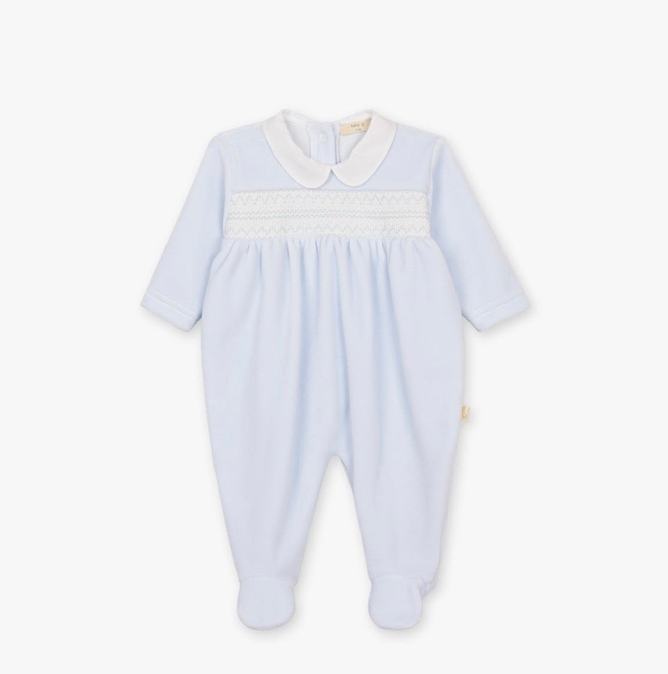 Baby Gi - Velour heldrakt - Lysblå - Gutt - 1-6 mnd