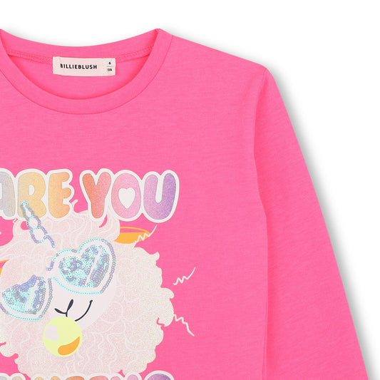 Billieblush – Tynn genser med enhjørning- og tekstprint – Rosa – Jente – 4-10 år