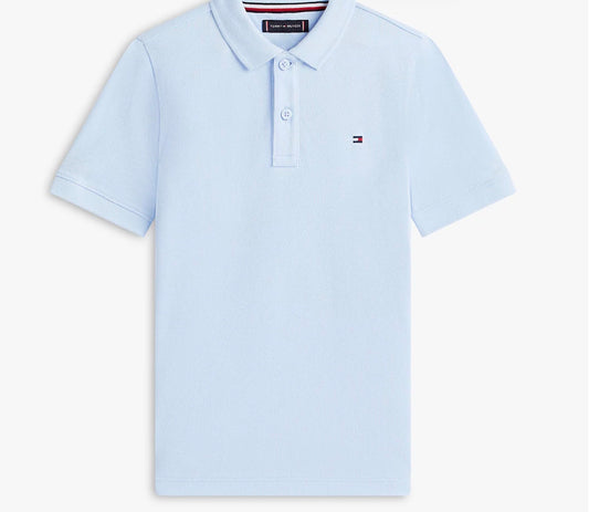 Tommy Hilfiger – Pique t-skjorte med brodert logo – Lyseblå – Gutt – 2-7år